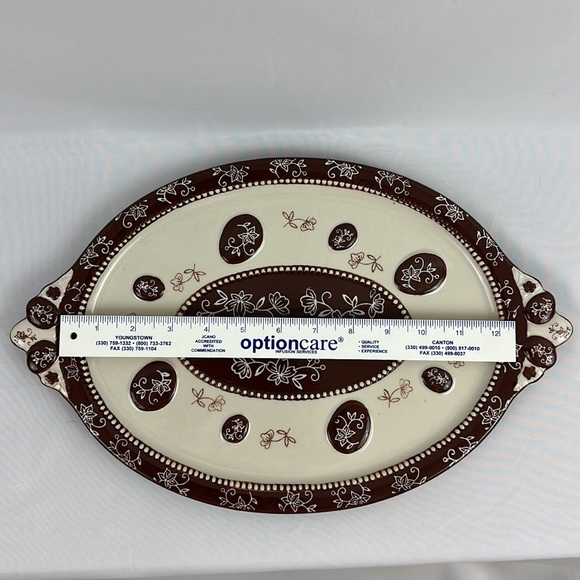 Temptations Brown Floral Lace 15 1/2”x 10” Serving Platter - Picture 10 of 10